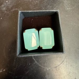 Aqua Blue Emerald Cut Sorrelli Studs